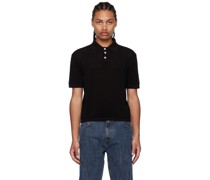 Black Button Placket Polo