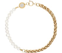 Gold Round Chain Pearl Necklace