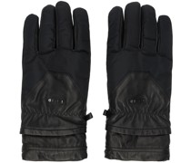 Black Paneled Leather Gloves