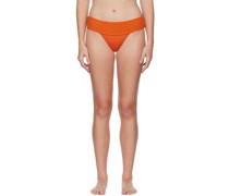Orange Smocked Bikini Bottoms