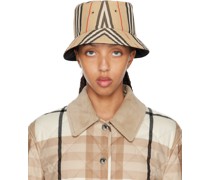 Beige Icon Stripe Reversible Bucket Hat