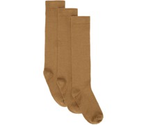 Three-Pack Brown Socks