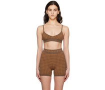 Brown Checked Out Sports Bra