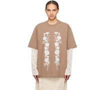 Brown 'White Foliage' Long Sleeve T-Shirt