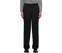 Black Creased Cargo Pants