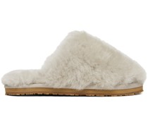 Gray Sheepskin Fur Slippers