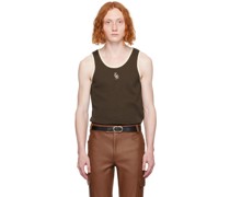 Brown Embroidered Tank Top