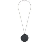 Silver & Black Circle Pouch Necklace
