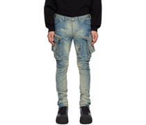 Indigo Damage Denim Cargo Pants
