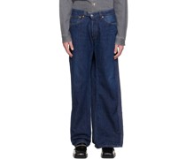 SSENSE Exclusive Blue Draped Jeans