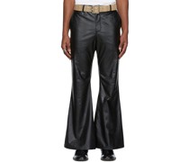 SSENSE Exclusive Black Faux-Leather Snake 70's Bellbottom Trousers
