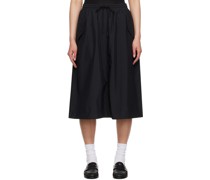 Black Drawstring Midi Skirt