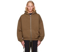 Brown Embroidered Hoodie