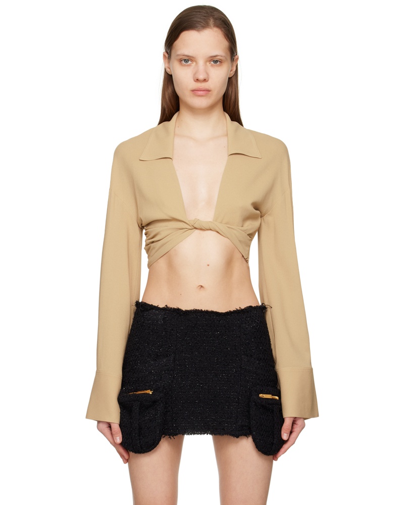 Blumarine Damen Beige Twisted Shirt