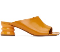 Orange Block Heeled Sandals