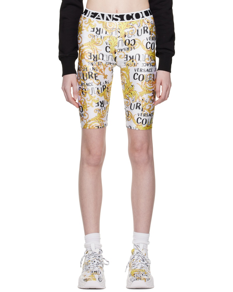 Versace Jeans Damen White Printed Shorts