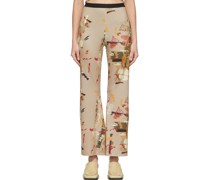 SSENSE Exclusive Beige Ditsy Floral Cut-Out Trousers