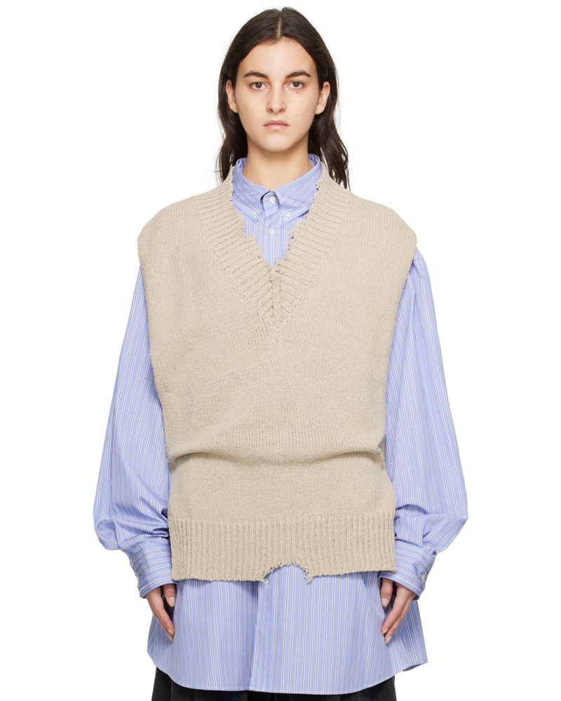 Maison Margiela Damen Beige V-Neck Vest