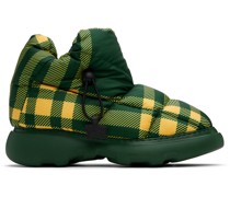 Green & Yellow Check Pillow Boots