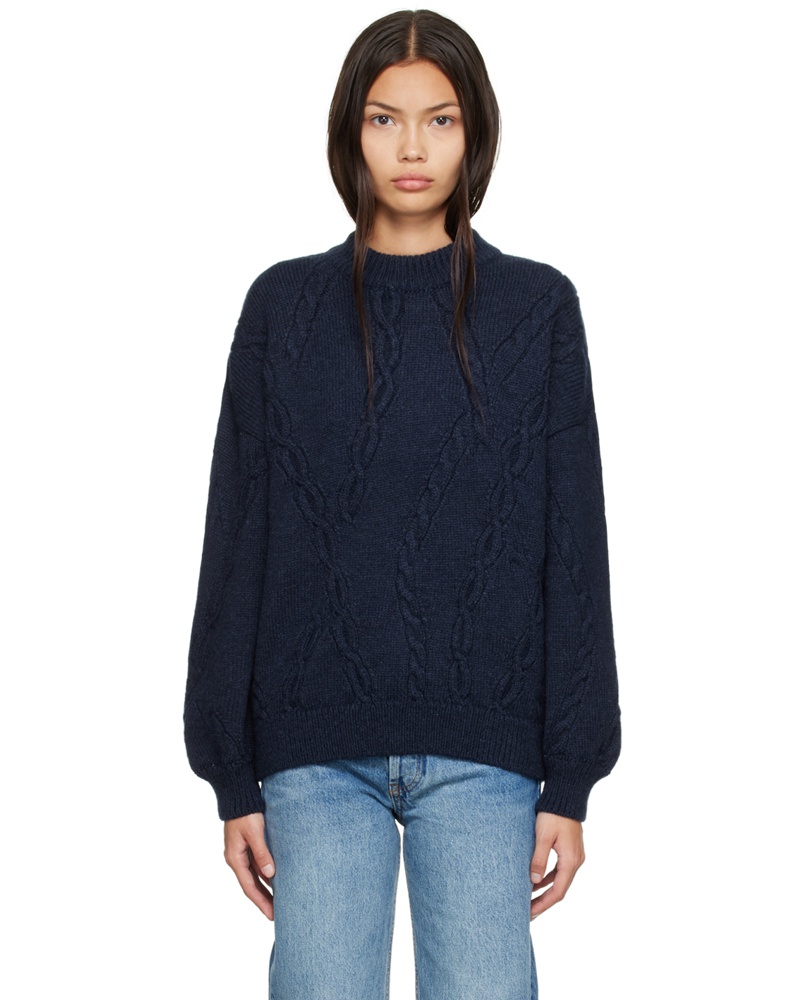 Anine Bing Damen Navy Mike Sweater | dualaspectglass.com