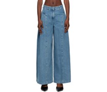 Blue Pleated Jeans