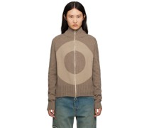 Beige Zip-Up Cardigan