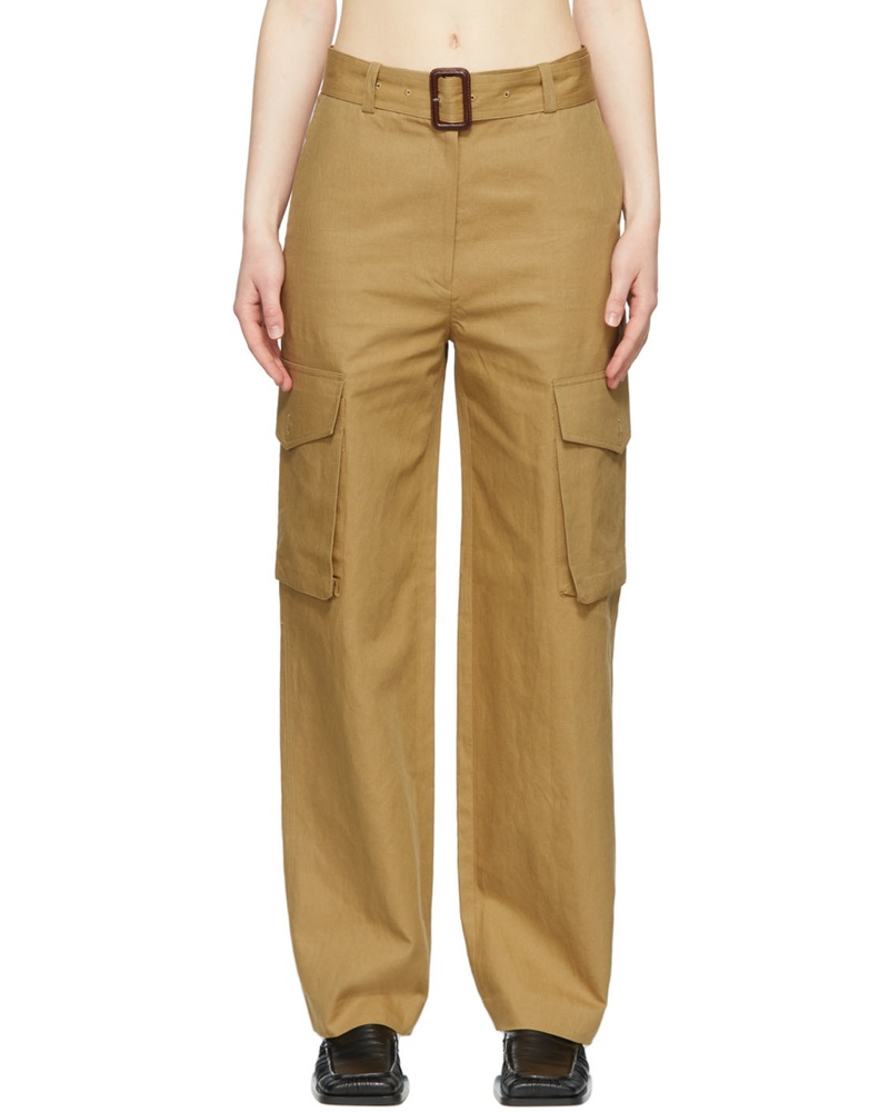 DRAE Damen Beige Linen Trousers