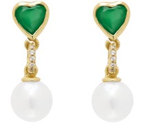 Gold Onyx & Pearl Earrings