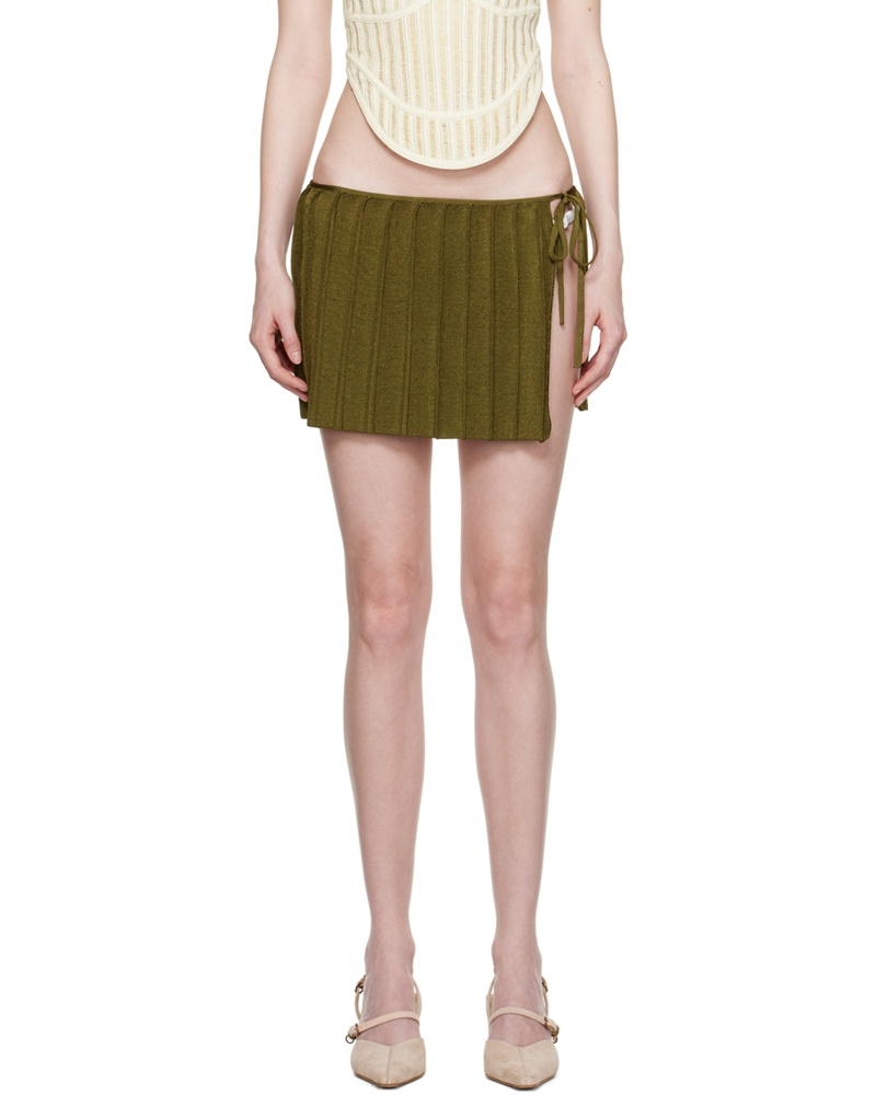 Isa Boulder Damen Green Pleated Reversible Miniskirt