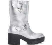 Silver Pin-Buckle Boots