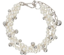 White Twisted Bell Charm & Pearl Necklace