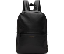 Black Textured Simple Backpack