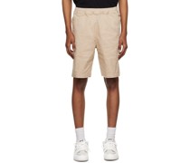 Beige Embroidered Shorts