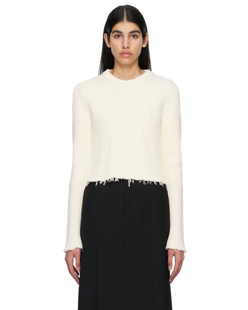 Maison Margiela Damen Off-White Cutout Sweater