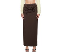 Brown Draped Maxi Skirt