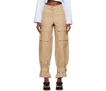 Brown Button Tab Cargo Pants