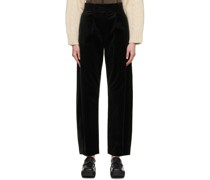 Black Cotton Stripe Trousers