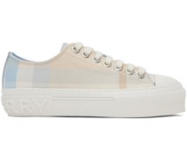 Blue & Off-White Check Sneakers