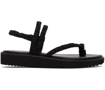 Black Pleats Strap Sandals