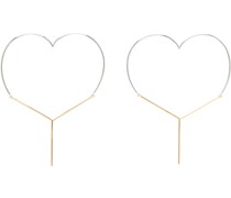 Gold & Silver Maxi 'Y' Heart Earrings