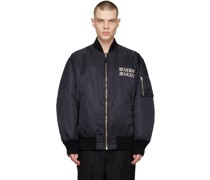 Black Embroidered Bomber Jacket