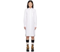 White Spread Collar Midi Dress