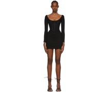 Black Cotton Mini Dress