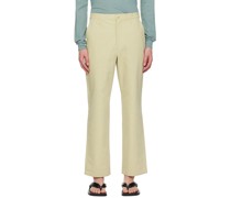 Beige Garment-Washed Trousers