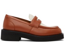 Orange & Off-White Leather Loafers