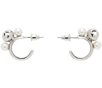 Silver Mini Bell Charm Hoop Earrings