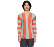 Blue & Orange Pleated Stripe T-Shirt