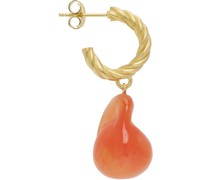 Gold & Orange Hoop Single Earring