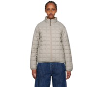 Gray & Beige Quilted Reversible Down Jacket