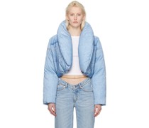 Blue Cropped Down Jacket